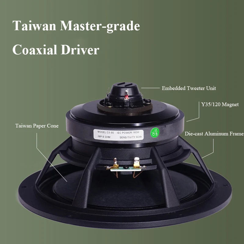 CX60 6.5-inch Passive Coaxial Bookshelf Speaker 150W Output Power 2-Way Crossover Wooden Home HIFI Stereo Passive Speaker