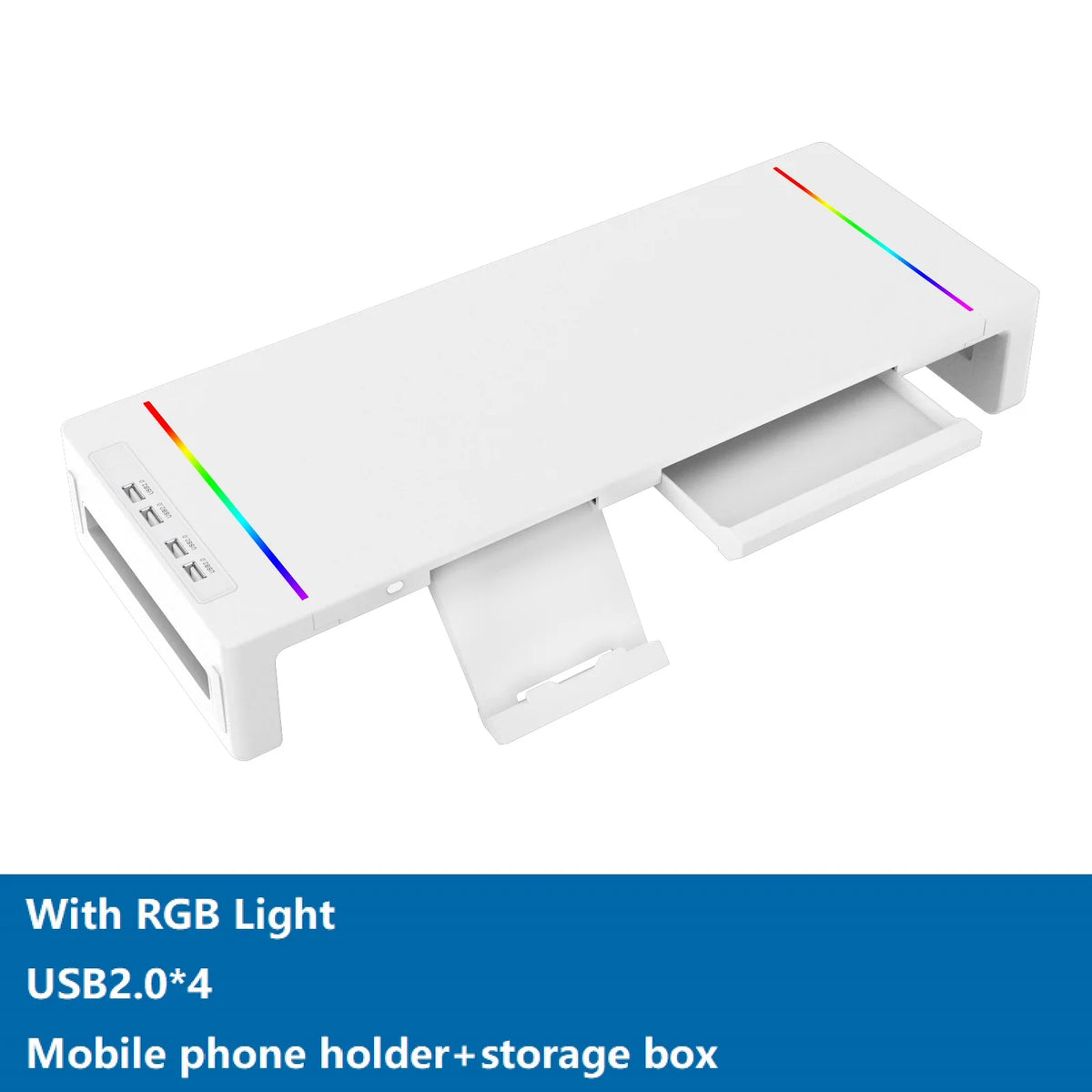 Monitor Stand Riser, With Foldable, Height Adjustable Computer Stand, Desk Shelf Riser with Storage Drawer &Tablet Phone
