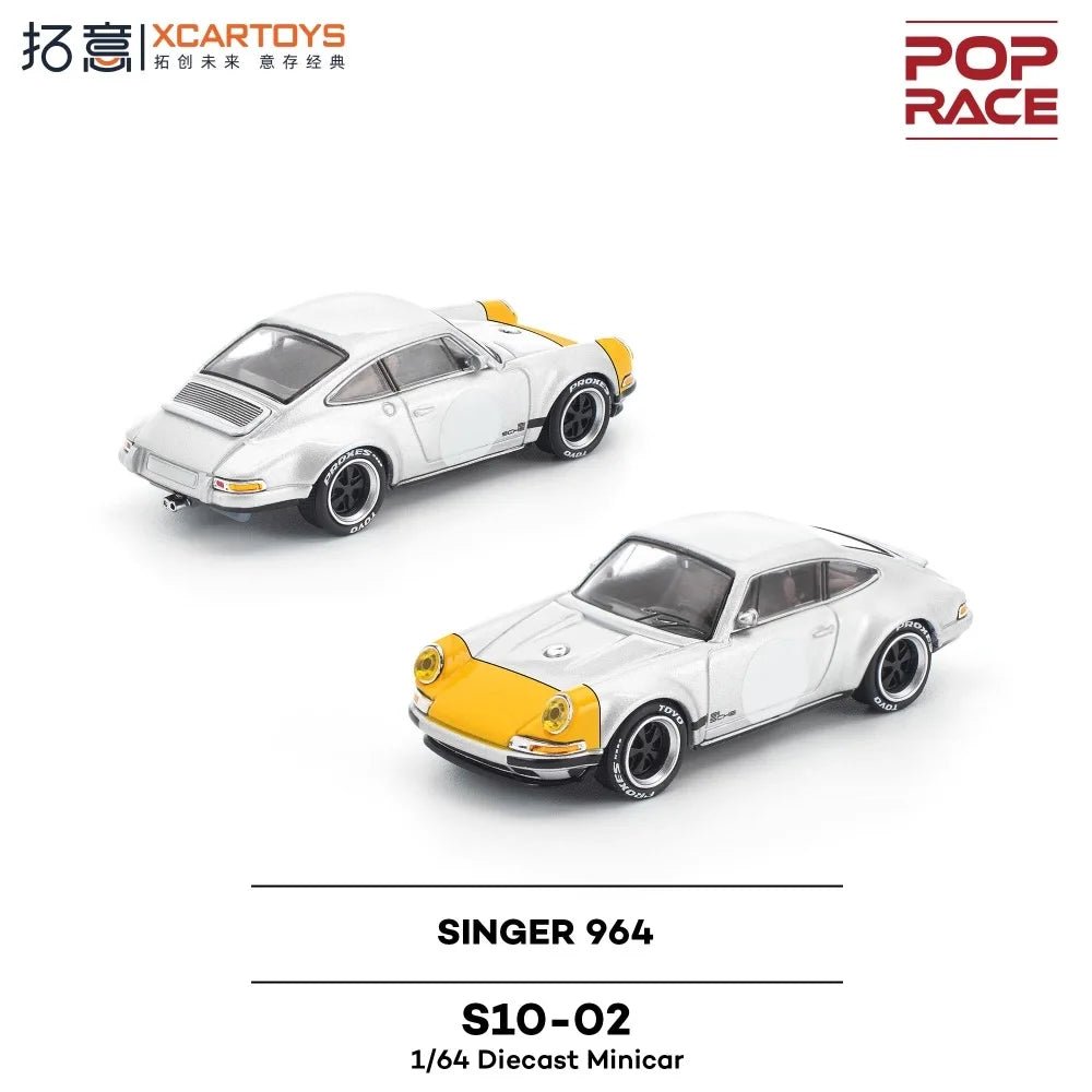 XCARTOYS POP RACE 1/64 Porsche 992 Stinger GTR SINGER 964 SINGER DLS Turbo Study RWB 997 Cars Alloy Diecast Model Kids Toys Boys