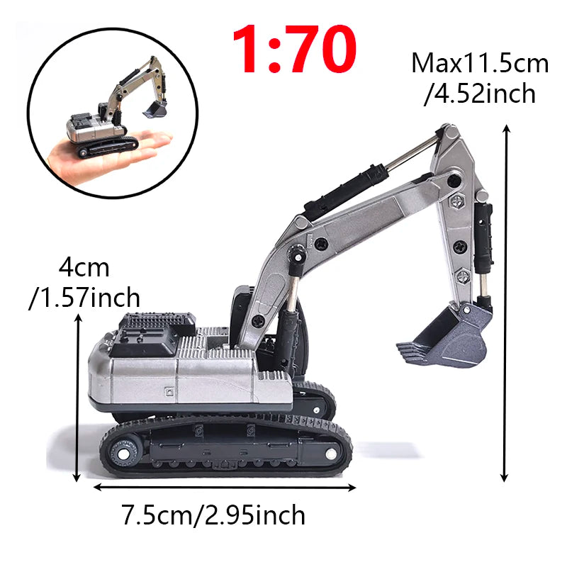 1:70 Engineering Diecast Model Toys Crane Bulldozer Excavator Vehicle Construction Alloy + Plastic Tractor Inertial for Children
