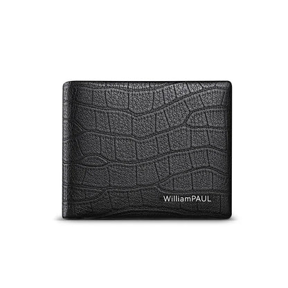 Men's fashion wallet, high-end genuine leather short card holder, personalized card bag