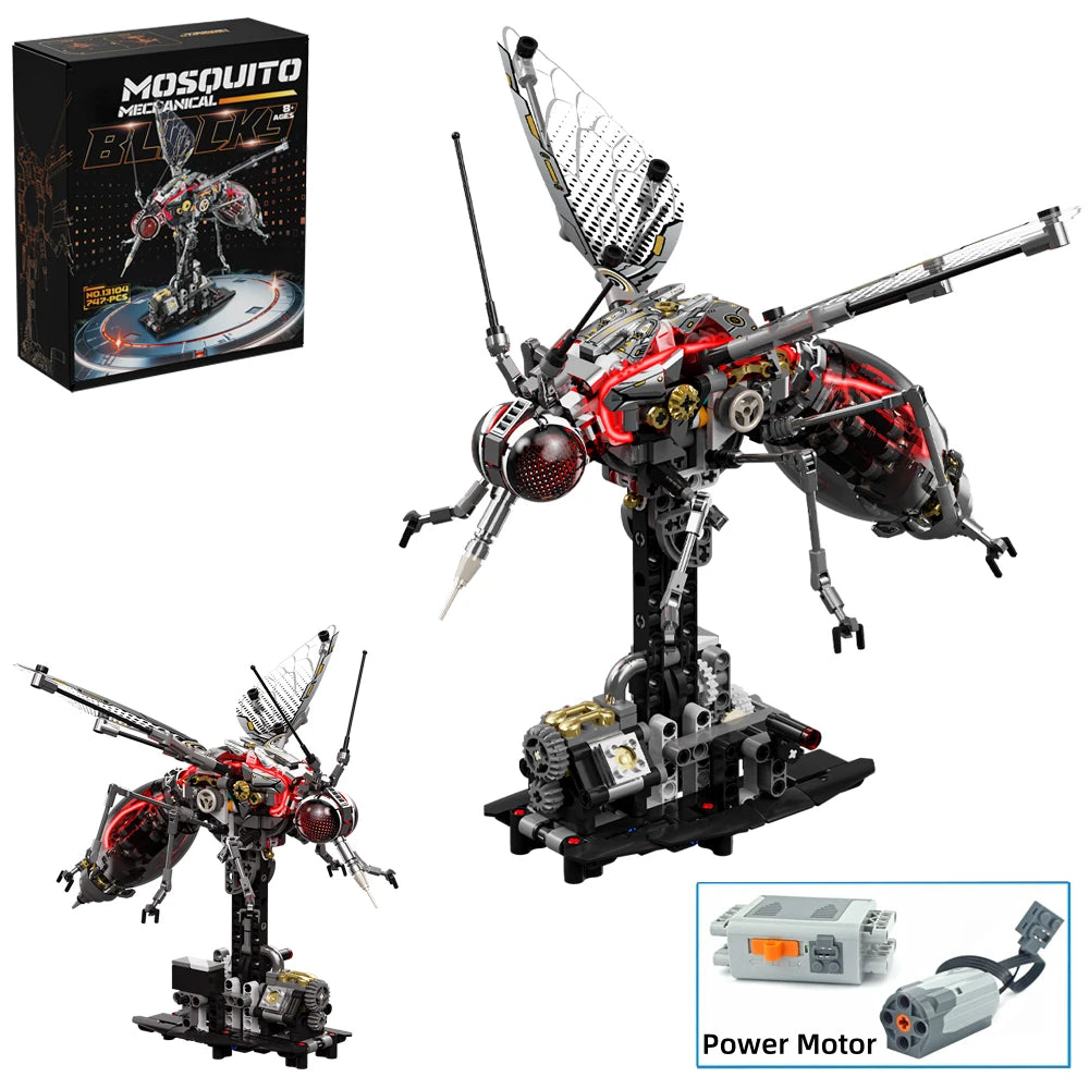 DIY Mechanical Mosquito Building Blocks STEM Toy Creative Animal Linkage Model MOC Assembly Toy Birthday Gift for Children