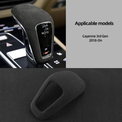 Suede Wrap Car Gear Shift Knob ABS Trim Cover Sticker For Porsche Cayenne 2018 2019 2020 2021 Coupe Turbo S Accessories