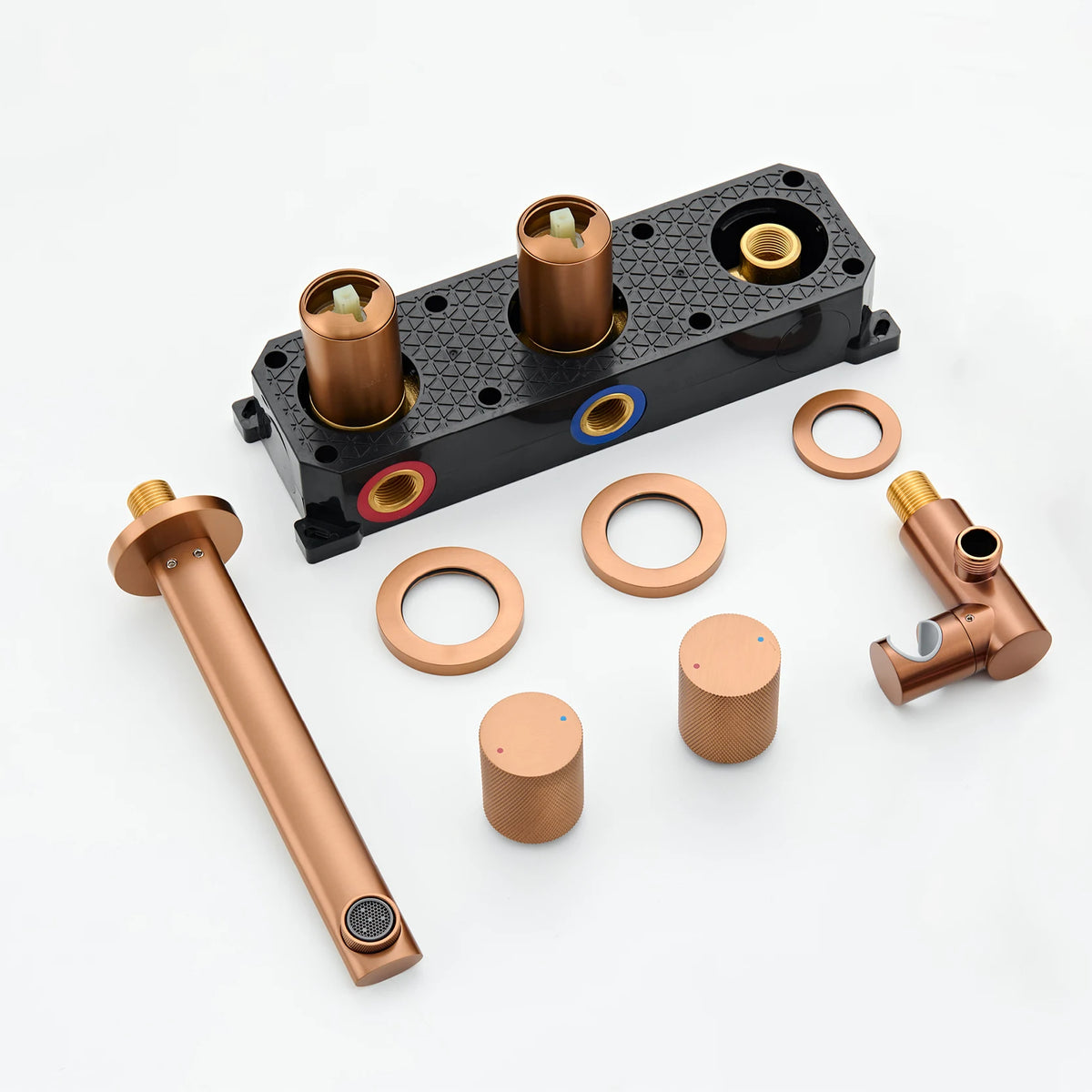 AITANA Luxury Rose Gold Brass Wall Mounted Bathtub Faucet Two Handle Hot Cold Water Embedded 2 Functions Bathroom Mixer Tap