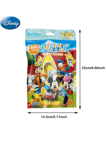 108PCS Disney Officially Licensed Mickey and Minnie Jigsaw Puzzles Early Education Toy Decorative Colorful Painting Every Piece