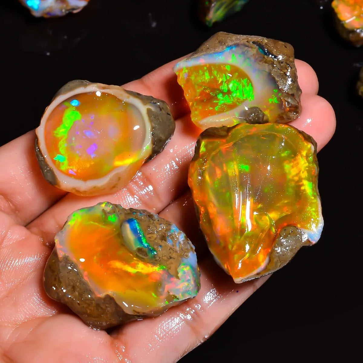 25-70CT Genuine Ethiopian Opal Rough Natural Fire Opal Loose Stone Play Of Color Gemstone For Jewelry Making Mineral Specimen