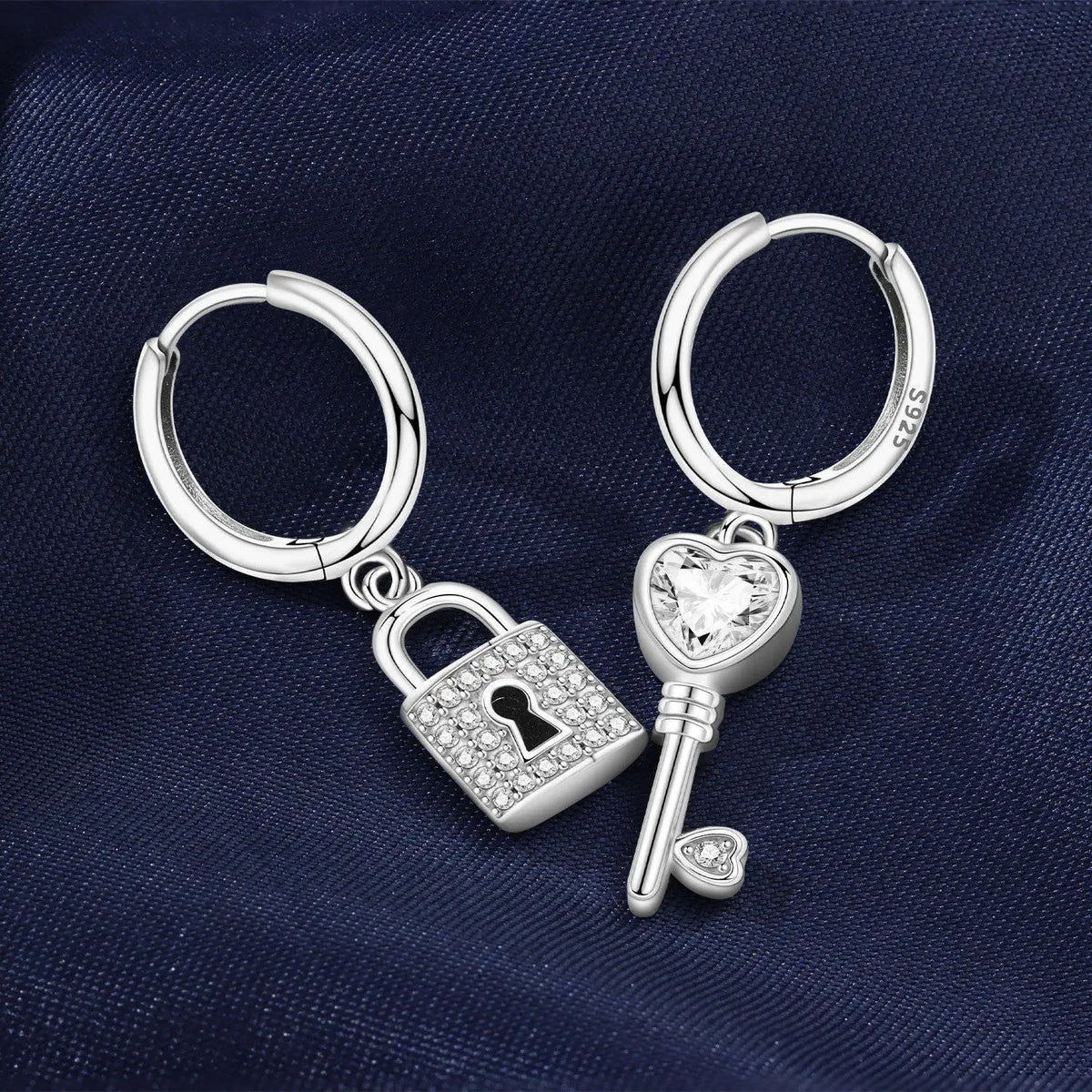 Orstarry 925 Sterling Silver Asymmetric Design Earring Key Lock Earrings Drop Earrings For Women Party Gifts Trendy Jewelry