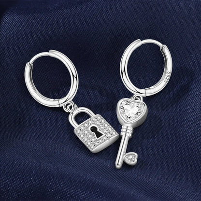 Orstarry 925 Sterling Silver Asymmetric Design Earring Key Lock Earrings Drop Earrings For Women Party Gifts Trendy Jewelry