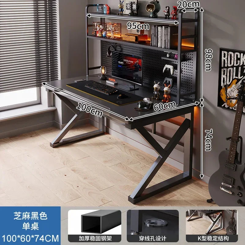 AOLIVIYA 80/100cm E-sports Table Home Desk Bookshelf Student Learning Office Desktop Computer Desk