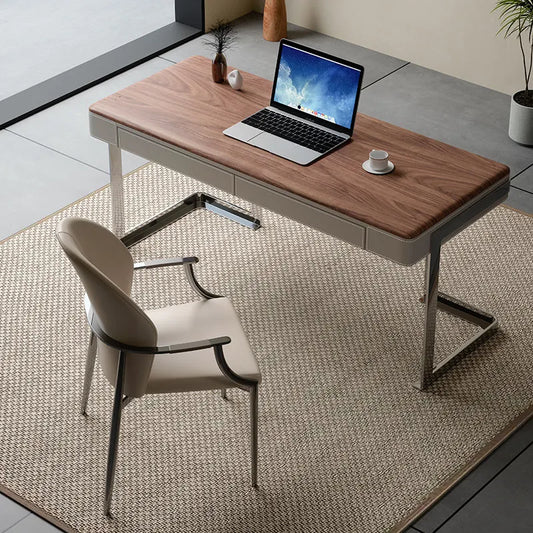 Retro Style Walnut Grain Solid Wood Desk Minimalist Aesthetic Office Desk Modern Display Design Executive Luxury Office Desks