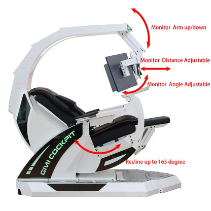 Zero Gravity Recline Workstation Chair GM-520 GIMI Gaming COCKPIT , Works Triple FIVE MonitorS Tilting Rig  VR