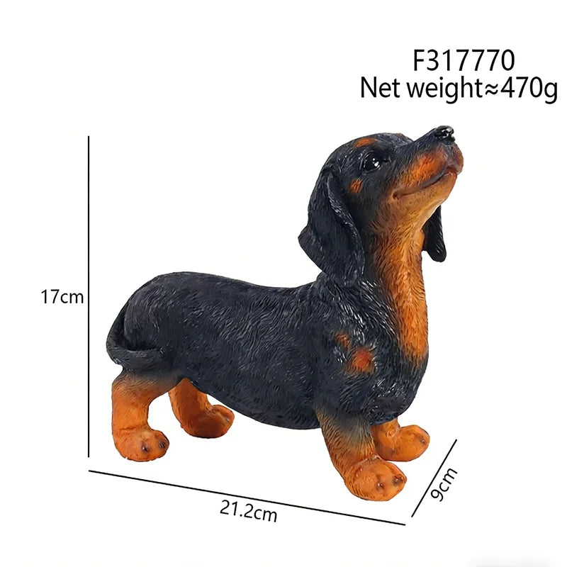 Realistic Resin Dachshund Figurine Lifelike Puppy Animal Sculpture Suitable for Outdoor Gardens Home Decor Pet Lovers