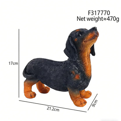 Realistic Resin Dachshund Figurine Lifelike Puppy Animal Sculpture Suitable for Outdoor Gardens Home Decor Pet Lovers