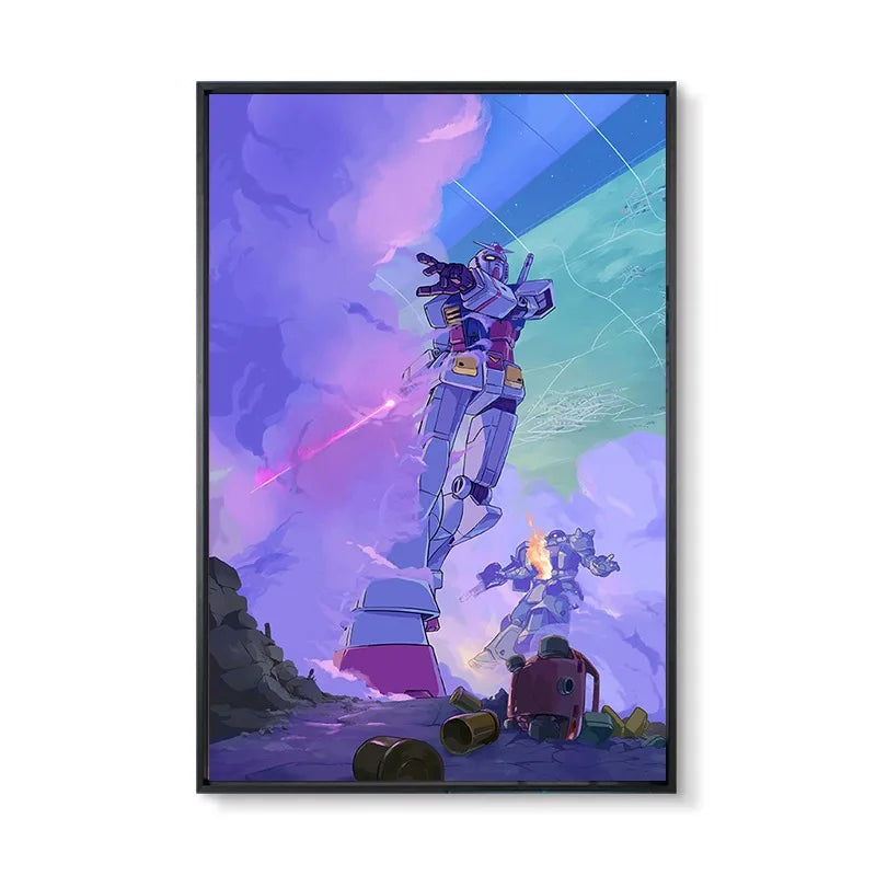Gundam UC 0079 Frameless Canvas Print  Amuro RX-78 Poster Merchandise - Decorative Wall Art for Bedroom and Headboard