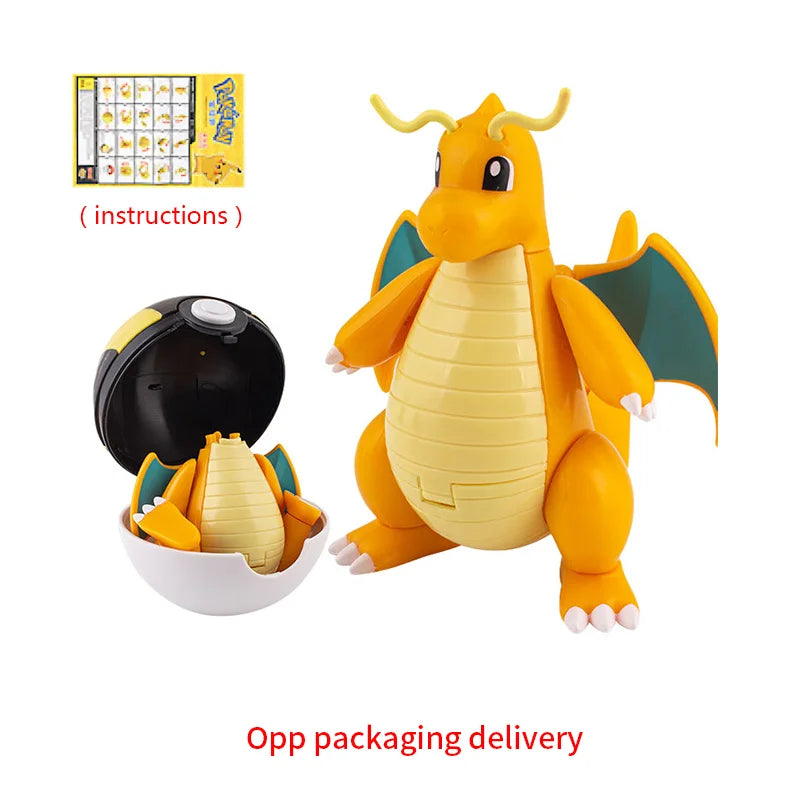 Pokemon Figure Dragonite Gengar Mew Snorlax Lapras Pokeball Elf Ball Deformation Toy Pikachu Monster Educational Doll Kids Gift