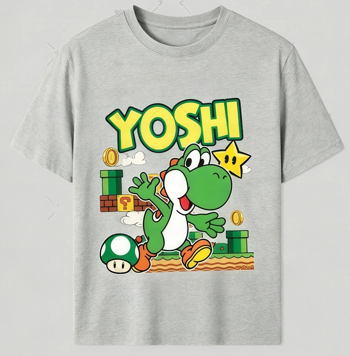 Boys Girls Family Kids T-shirt Tops Summer Cartoon Yoshi Men's Women's Short Sleeve T-shirt Tops Suitable For Adults And Kids