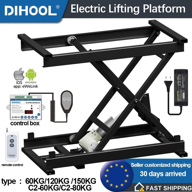Electric Lifting Table Stand Platform 60 /120/150kg Load Tea Coffee Table Lift WIFI Remote Control Motor Drive Iron Frame