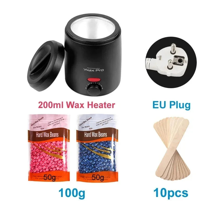 200ml Wax Melting Machine + 100g/200g /300g Wax Beans Set, Wax Heating, Wax Hair Removal And Wax Therapy Machine Wax Melting Pot