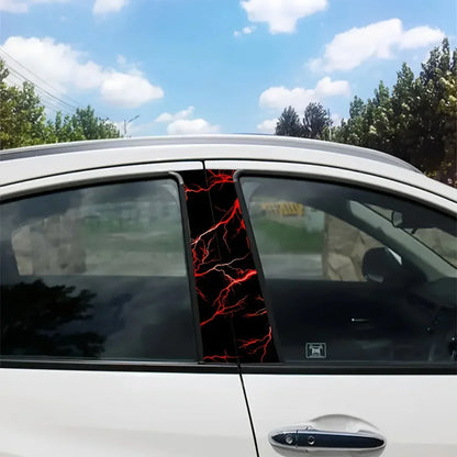 2-Piece bold red lightning wave vinyl car decal easy to stick on glass and metal surfaces