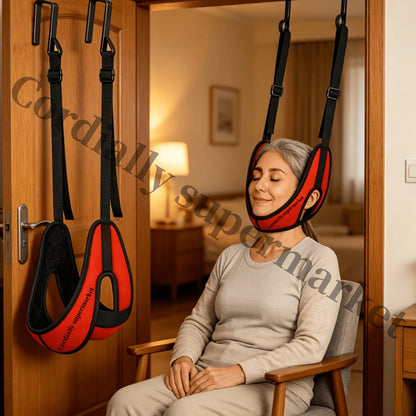 Upgraded version of door hanging cervical brace, with thickened neck support and cervical fixation strap to relieve breathabilit