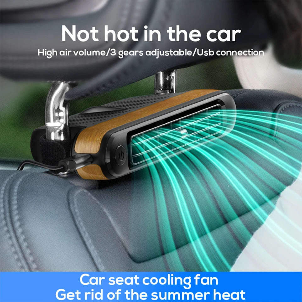 Car Seat Backrest Cooling Fan 3 Speed Adjustable USB Charged Independent Switch Reversible Mount Cool  Air for Rear Seats Fan
