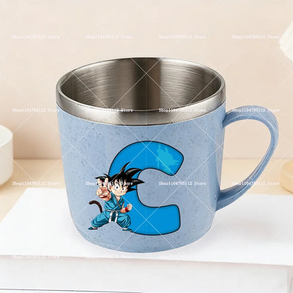Dragons Ball 304 Stainless Steel Mouth Cup Goku Anime Kawaii Letter A-Z Coffee Milk Water Mug  Anti-scalding Camping Cups Gift
