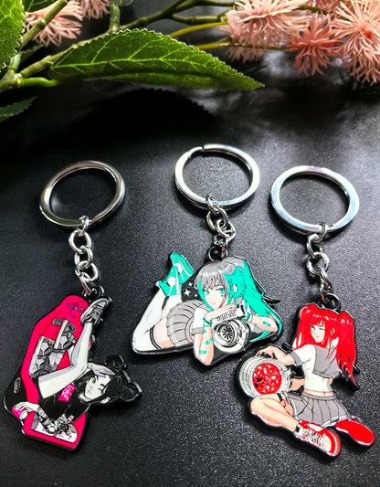 JDM Style Key Chain Sexy Girl 3D Metal Zinc Alloy Keychain Holder Car Motorcycle Key Ring Pendant Wheel Auto Accessories Gift
