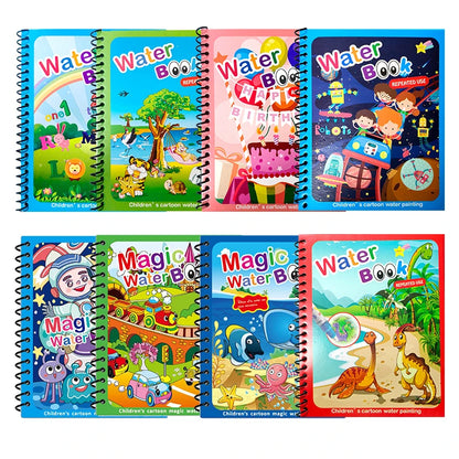 1Set Magic Water Drawing Book for Kids Reusable Water Coloring Book with Pen No Mess Painting Pad Early Educational Learning ZYF