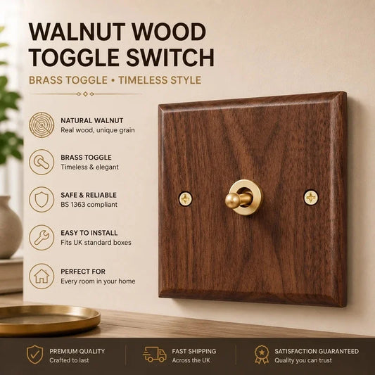 1/2/3/4gang1/2way European Vintage Passage Wall Light Solid Wood Brass Toggle Panel Switch Power Outlet, Antique Home Decor
