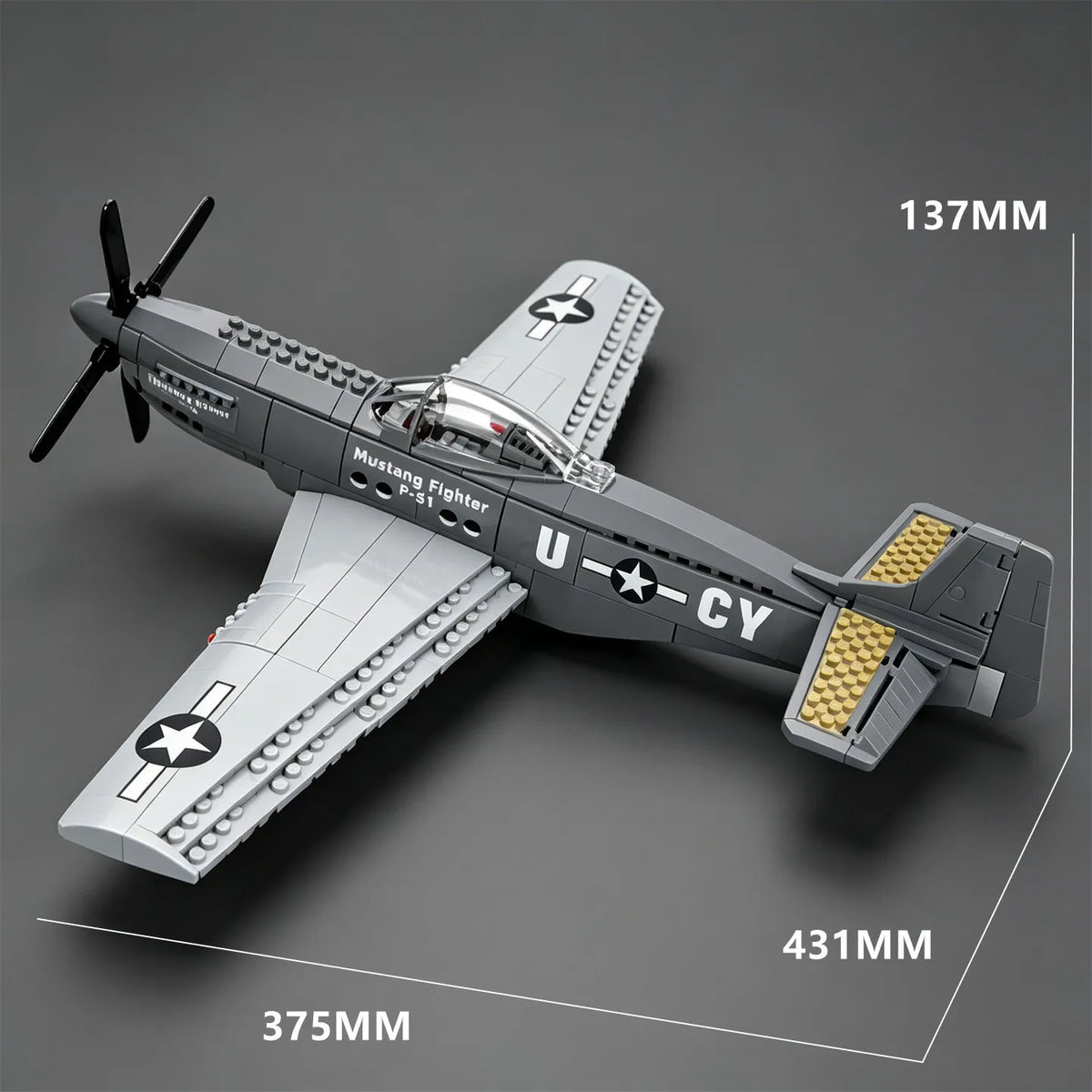 U.S. P-51 Mustang Propeller-Driven Fighter Plane Building Blocks: Bomber Model Educational Toy