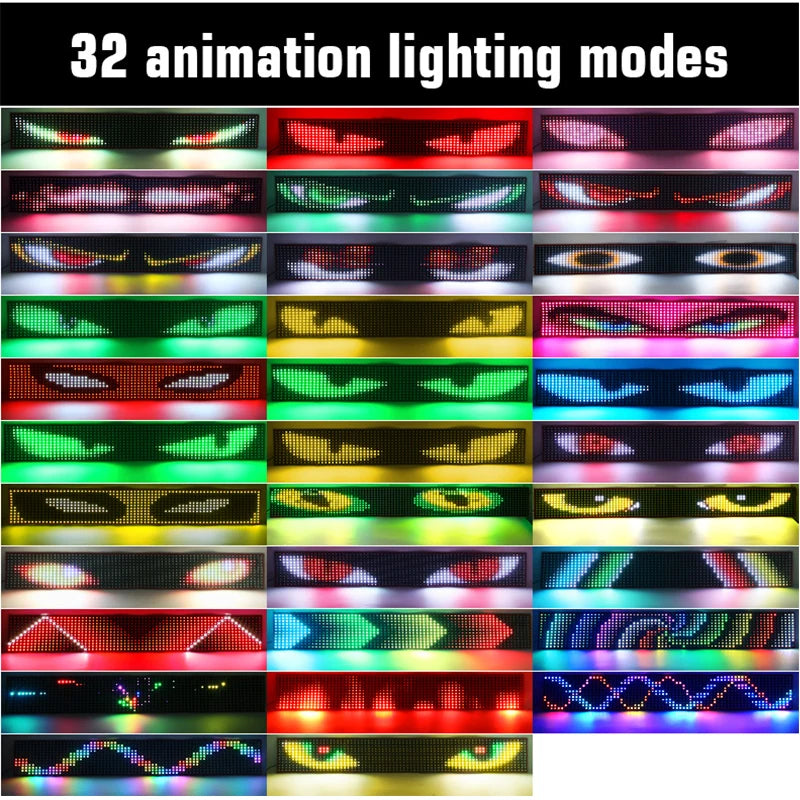 App Car Truck Devil Eye LED Pixel Panel Light Remote Control Soft Folding Lighting Rolling Panel Windshield 12V 24V