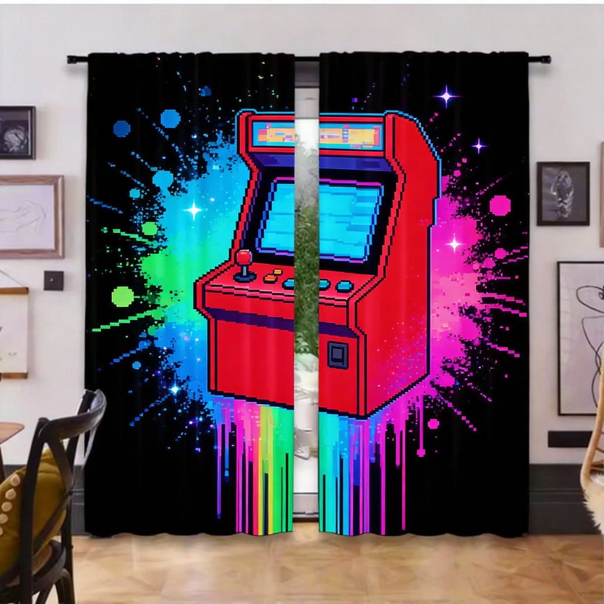 2Pcs Gamer Game Controller Blackout Curtains Bedroom Decor Playroom Living Room For Bedroom Living Room And Office Decor