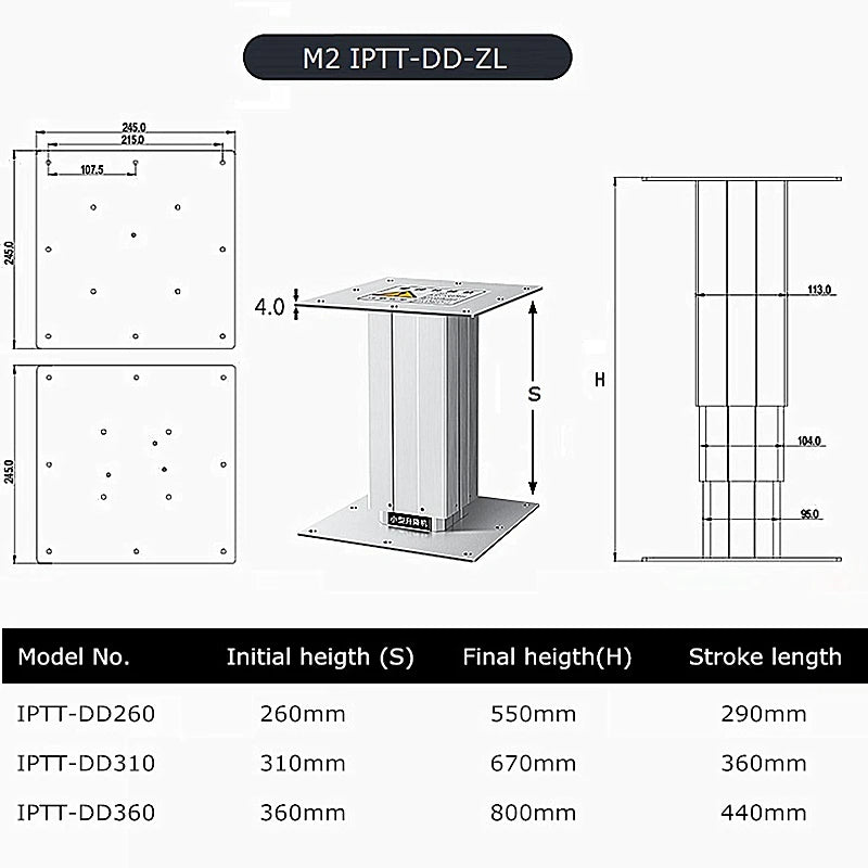 Electric Height Adjustable Lifting Column Set IPTT 310 DC12/24V With Wireless Controller for Industrial Home Office Automation