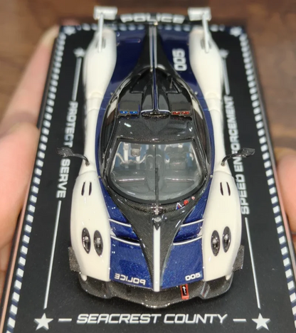 In stock DMY 1:64 Huayao R police car 005 resin miniature replica car model,adult statue,boy toy,children's holiday gift