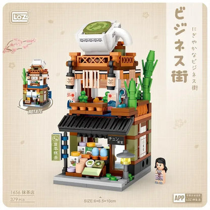 LOZ Blocks FUN Ideas Mini Street Store Toy Small Flower Pisa Shop Brinquedos MOC City House Food Building Bricks Girl Gifts
