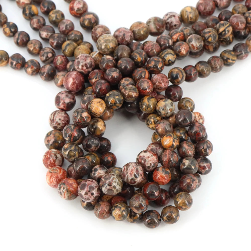 Natural Stone 4 6 8 10mm Round Leopardskin Jaspers Stone Spacer Loose Bead For Jewelry Making DIY Bracelet Needlework Accessorie