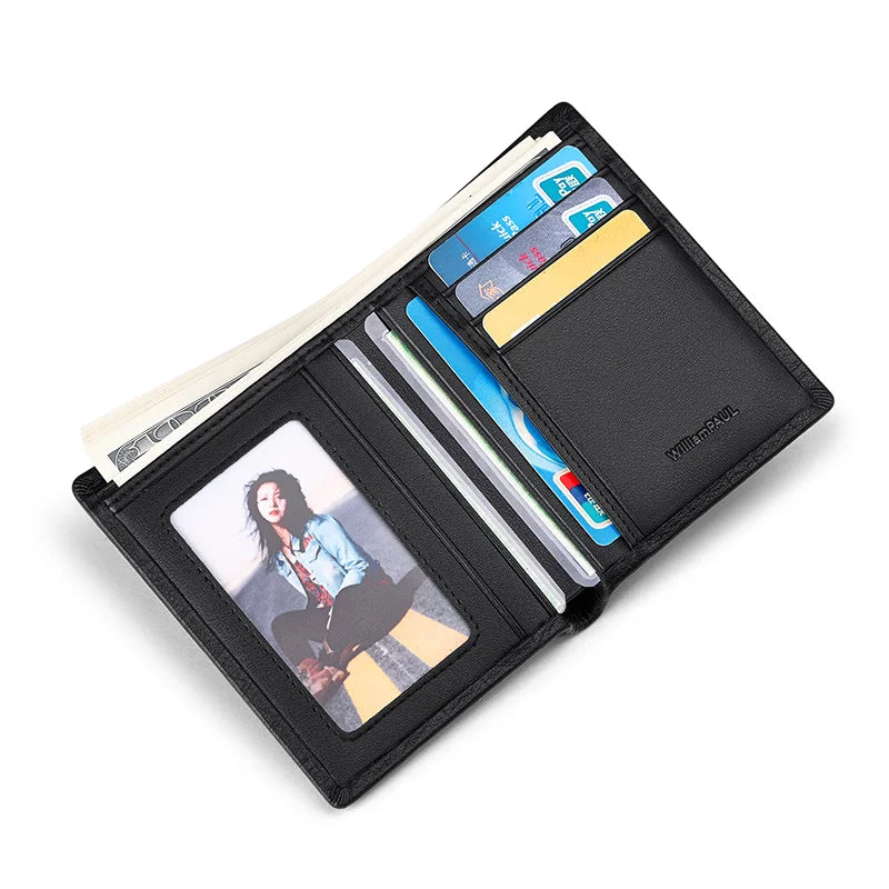 Men's fashion wallet, high-end genuine leather short card holder, personalized card bag