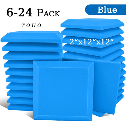 TOUO 6/12/24 Pcs Large Square Hypotenuse Acoustic Foam High Density Ktv Sound Foam Studio Acoustic Treatment Home Decoration