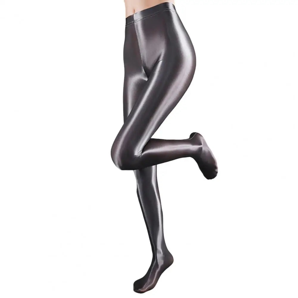 Stage Performance Leggings Glossy Shiny High Waist Fitness with Socks Stage Show Skinny Yoga Trousers Women Clothing
