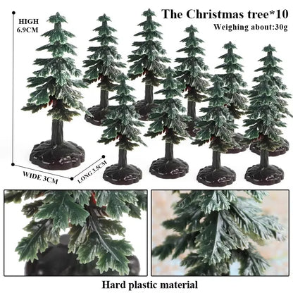 10PCS Miniature Chrismas Tree Simulation Pine Trees DIY Chrismas Decoration For Dollhouse Desktop Scene Layout New Year Kid Gift