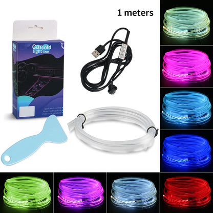 1/2/3/4/5M Car LED Ambient Lights Strip RGB Neon Optical Fiber Multiple Mode Interior Atmosphere Lighting DIY USB EL Wiring Lamp