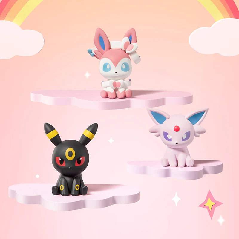 Original Pokemon Eeveelution Mini Action Figures Eevee Sylveon Espeon Toys Mini Model Decorative Ornaments Cute Birthday Gift