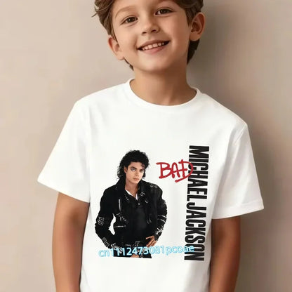 King of Pop Michael Jackson Children T-Shirt Cartoon Cotton Tops Kid Boy Girl MJ Tee Shirts Casual Clothes Birthday Gift 2026