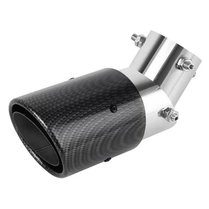 Stainless Steel Car Exhaust Tip, Carbon Fiber ABS Shell Multi-Angle Adjustable Curved Muffler Decor Cover