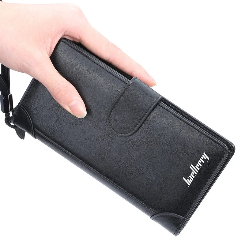 Baellerry Men's Multifunctional PU Leather Wallet Business Zipper Coin Purse Long Credit Card Holders