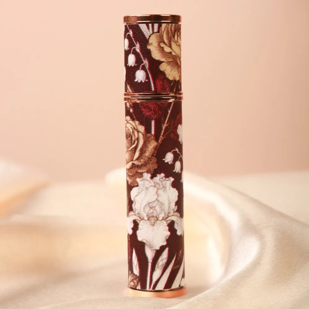 10ml Mini Perfume Bottle PU Leather Essential Oil Alcohol Spray Rotating Bottle Refillable Spray Atomizer Bottle