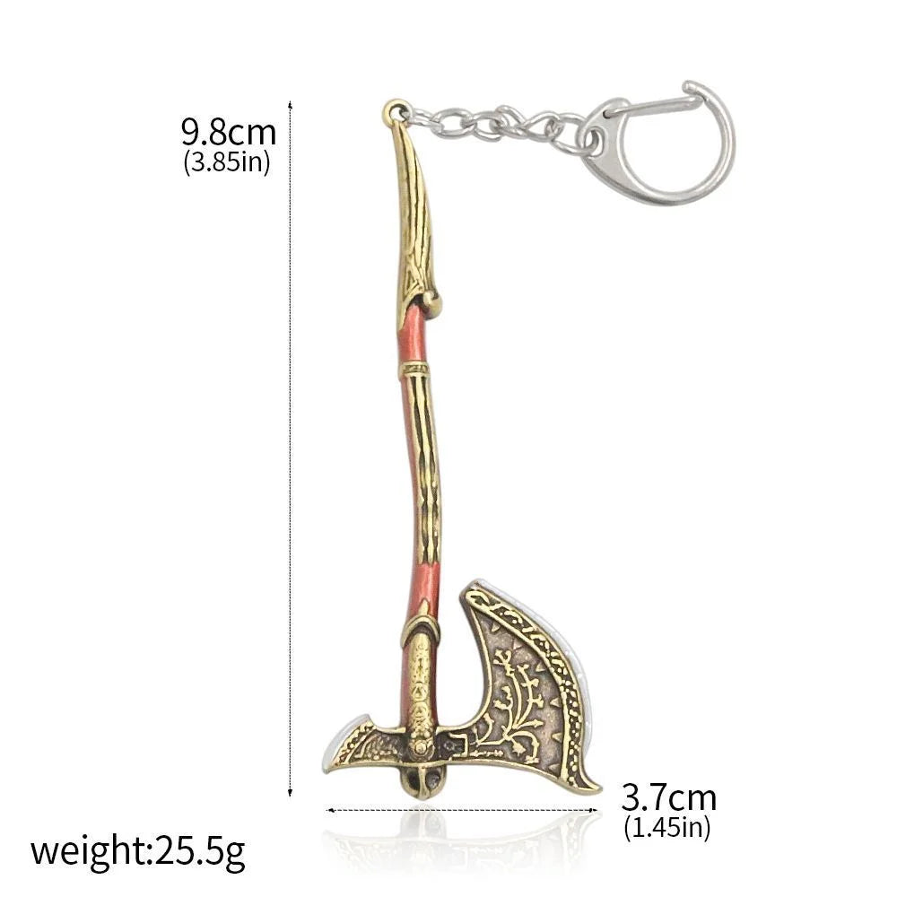God of War 5 Ragnarok Keychain Kratos Leviathan Axe Blades of Chaos Mjolnir Hammer Weapon Pendant Key Chain for Men Keyring Gift