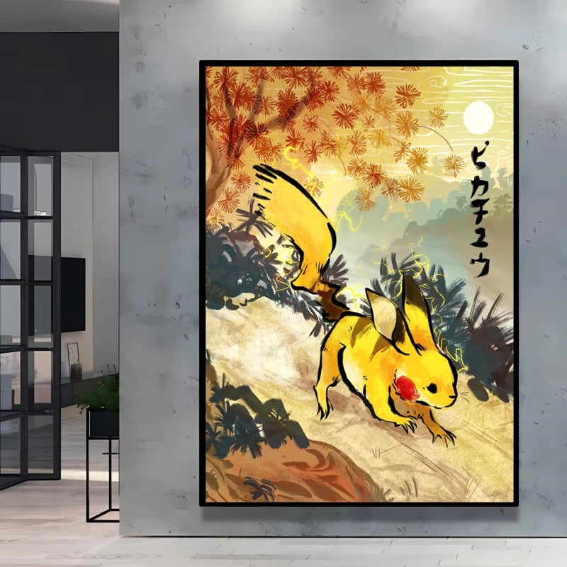 1pc frameless Canvas Paintings Retro Canvas Poster Prints Pokemon Gengar Blastoise Cartoon Character Picture Wall Art Home  Chil