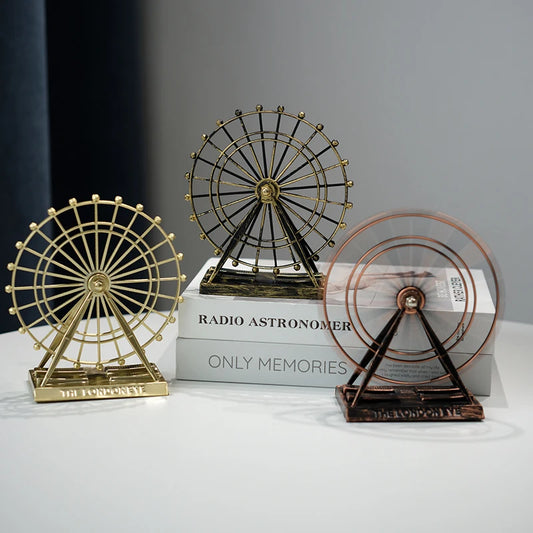 1pcs Retro Metal London Eye Ferris Wheel Rotating Stress Relieving Toy Model Home Desk Decoration Festival Gift