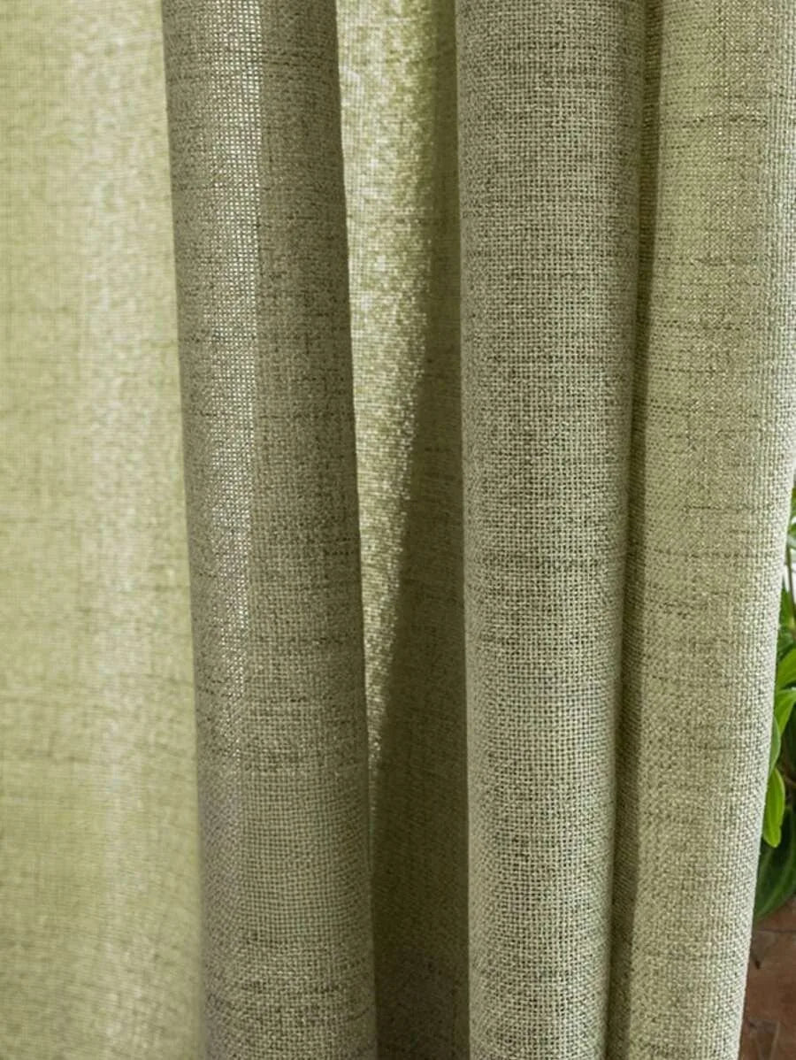 1pc Japanese Minimalist Linen-like Curtain, Blackout & Noise Reduction for Living Room & Bedroom, Sun Protection & Heat Insulati